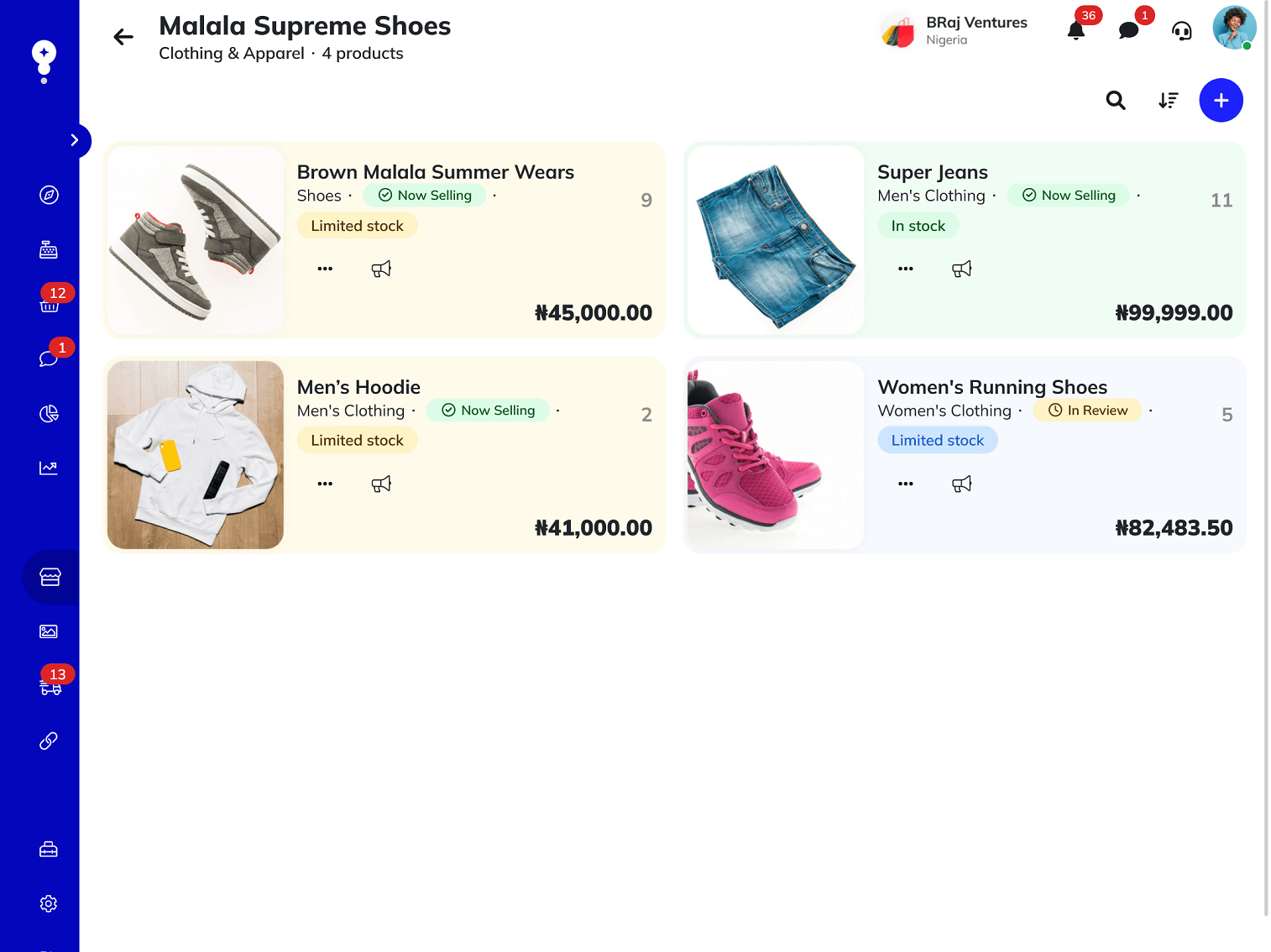 Mocket Partners products page displaying available items for businesses on tablet screen